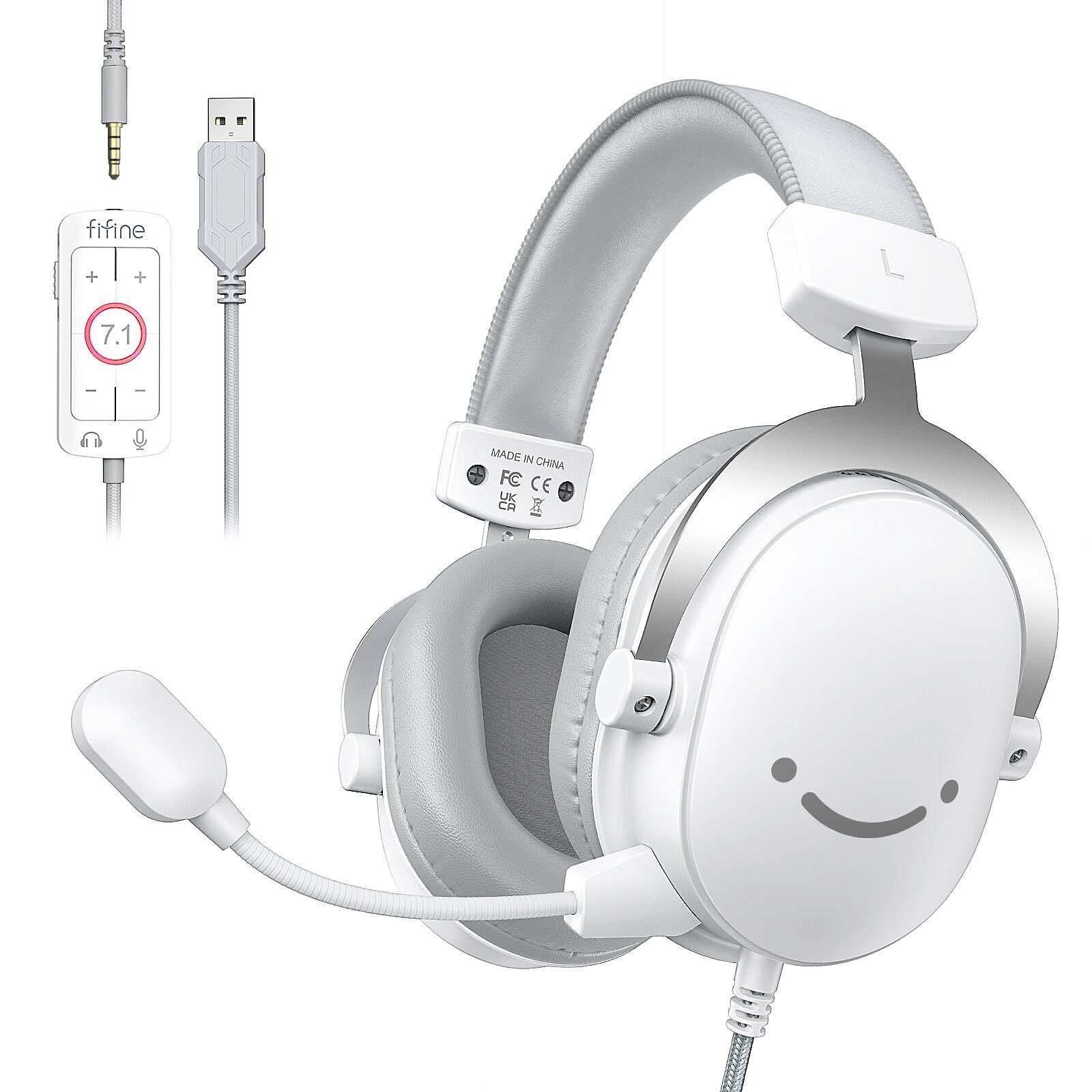 ゲーム配信実況 ミキサーPS５XBOXiPhoneに対応 FIFINE FIFINE 3.5ｍｍUSB接続 AmpliGame オーディオコントロールパッド付き 脱着式全指向性マイク付き H9W 7.1chサラウンドサウンドゲーミングヘッドセット