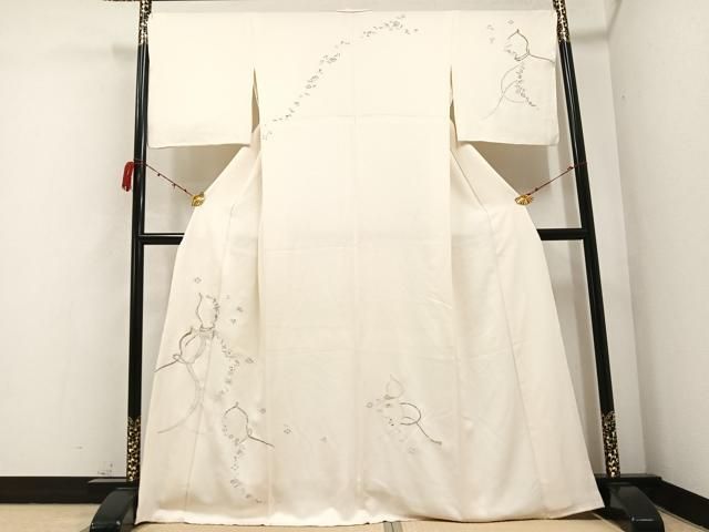 平和屋着物●訪問着　刺繍　宝尽くし　瓢箪文　金銀糸　そめの近江謹製　正絹　逸品　AABB5105ph 平和屋着物○訪問着 刺繍 宝尽くし 瓢箪文 金銀糸 そめの近江謹製 正絹