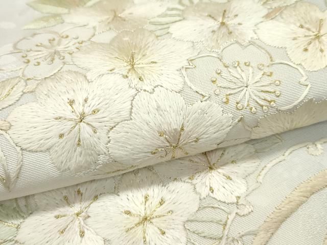 平和屋本店■極上　訪問着　総手刺繍　相良刺繍　枝桜　暈し染め　金糸　白藤色地　反端付き　逸品　未使用　CZAA2071s5 平和屋本店□極上 訪問着 総手刺繍 相良刺繍 枝桜 暈し染め 金糸 白藤