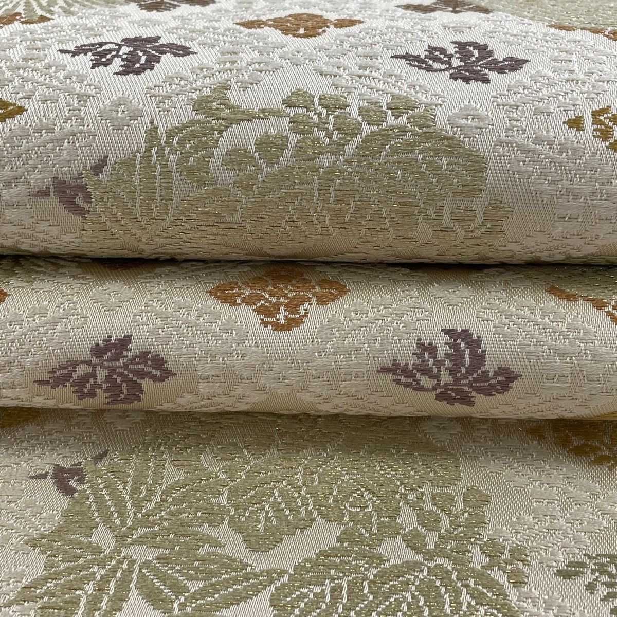 未使用 紬袋帯流水文美品 正絹 【未仕立て】 袋帯 青 ブルー 茶色 流水