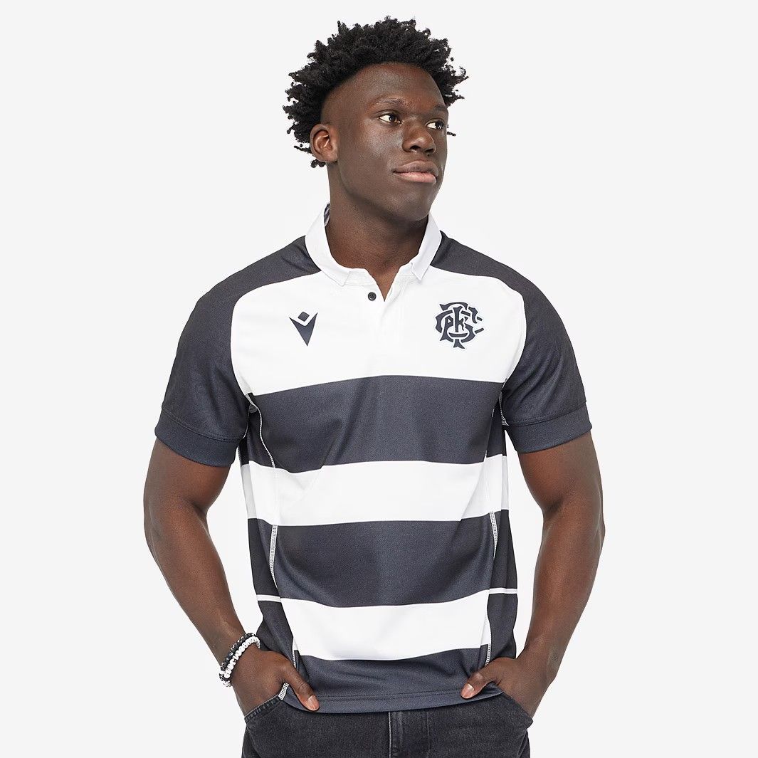 マクロン ラグビー バーバリアンズ 2025 25 ホーム ジャージ 黒 白 ブラック ホワイト 公式モデル 日本未発売
