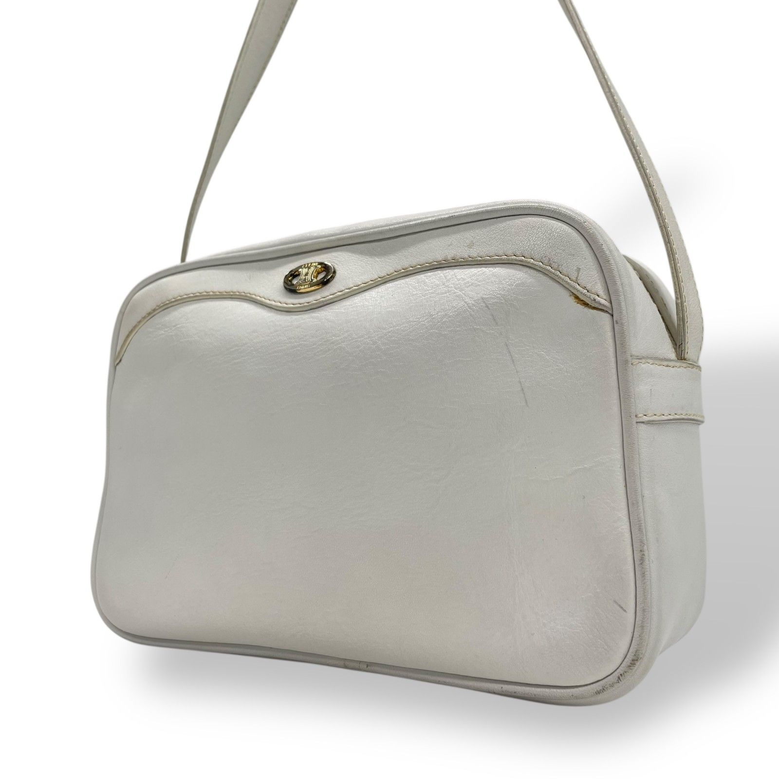 美品 CELINE セリーヌ ショルダーバッグ 白 ホワイト レザー