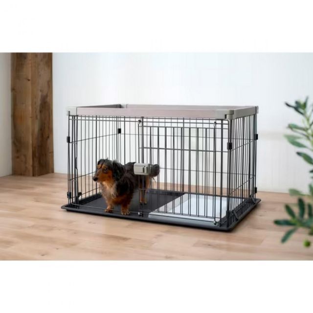 配送商品は通常配送無料。 アイリスオーヤマ ウッディシステムサークル SWS-900 アッシュグレー 小型犬 中型犬用 ペットケージ ゲージ犬 木目 スライド扉 簡単組立 改良版入荷！