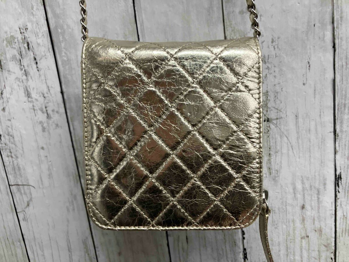 CHANEL|シャネル|ショルダーバッグ|マトラッセチェーンウォレット|メタリックカーフスキン|ゴールド