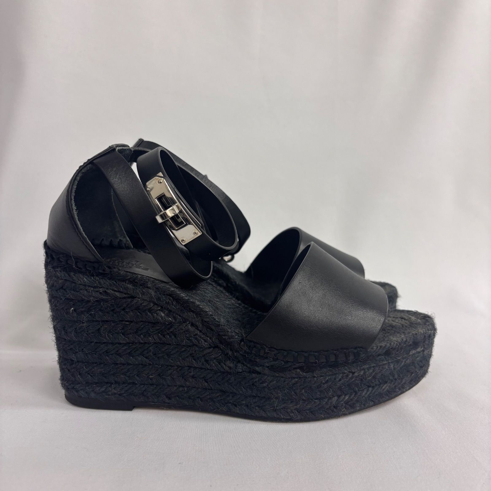 HERMES エルメスティヴォリウェッジソールサンダル36