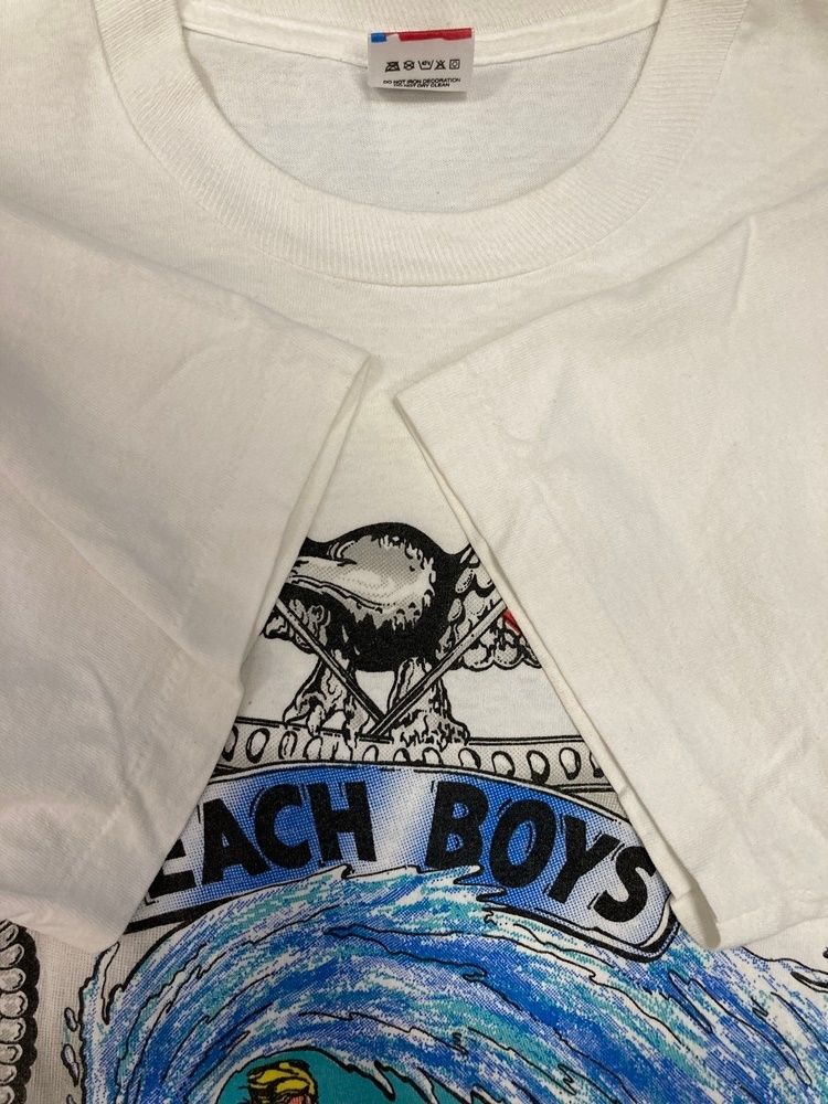 バンド band 1990 90s ビーチボーイズ THE Beach Boys US古着 袖シングル 白 XL Tシャツ ホワイト LLサイズ 101MT-2892