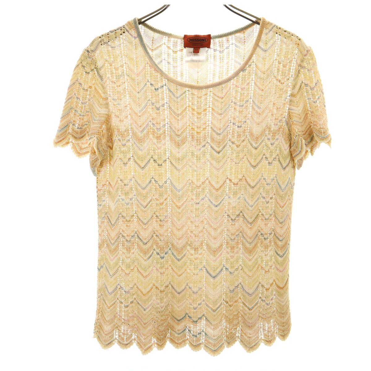 Missoni ミッソーニ イタリア製 半袖 ニット 42 ベージュ レディース 古着