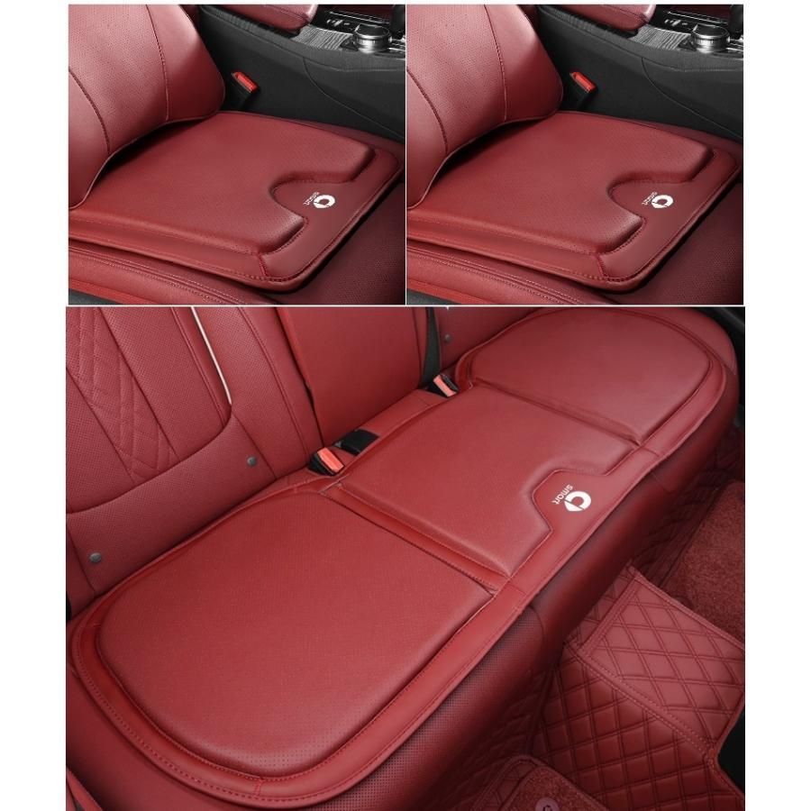◆ベンツ smart◆レッド◆シートクッション カーシートカバー 座布団2点 車の後席1点 座席クッション 車用シート保護 滑り止め ナッパレザ
