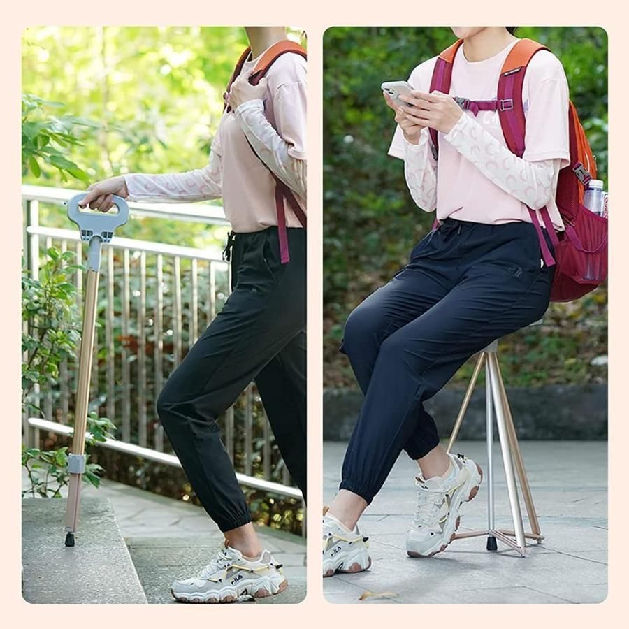 ステッキチェア 折りたたみ杖 軽量 登山杖 アルミ製 3脚杖椅子 アウトドア ストック 座れる つえ 高齢者 滑り止め スティック 持ち運び介護 ccmgz0908p011