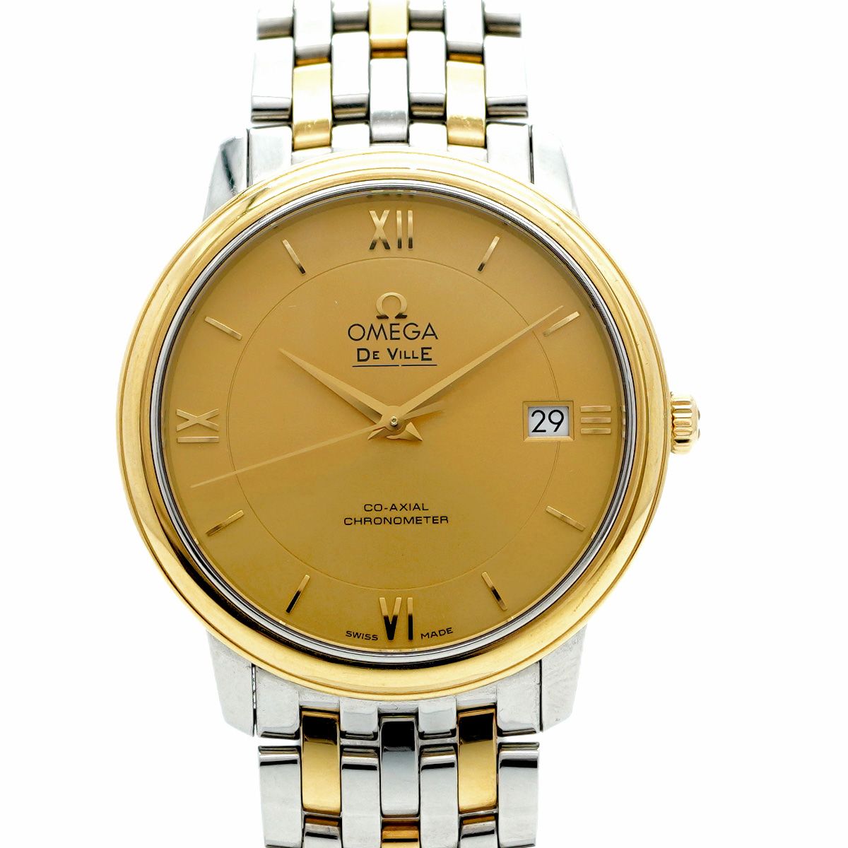 5wwm0194 オメガ デ ヴィル 424.20.37.20.08.001 ゴールド文字盤 腕時計 メンズ