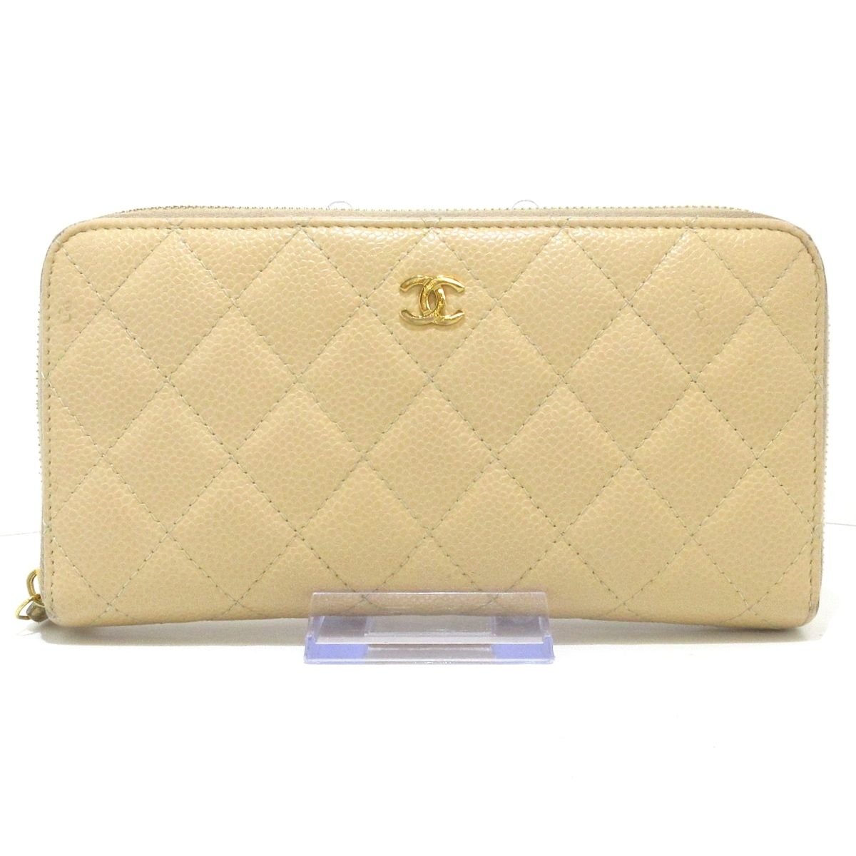 CHANEL シャネル 長財布 マトラッセ AP0242 ベージュ ラウンドファスナー|ゴールド金具