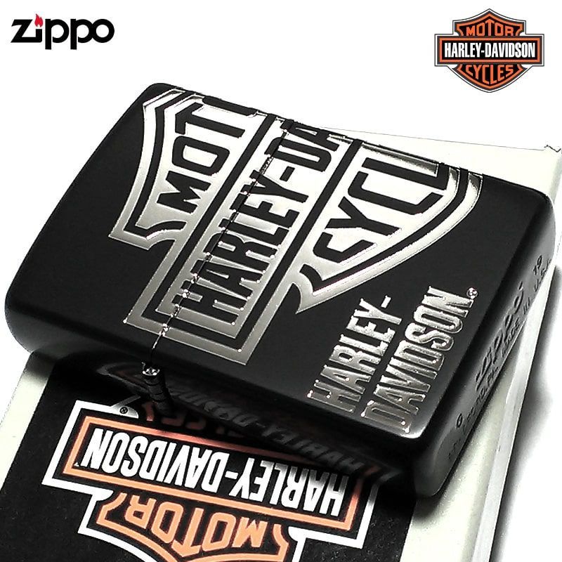 生活家電 ZIPPO ハーレー ダビッドソン 3面彫刻 ロゴ マットブラック
