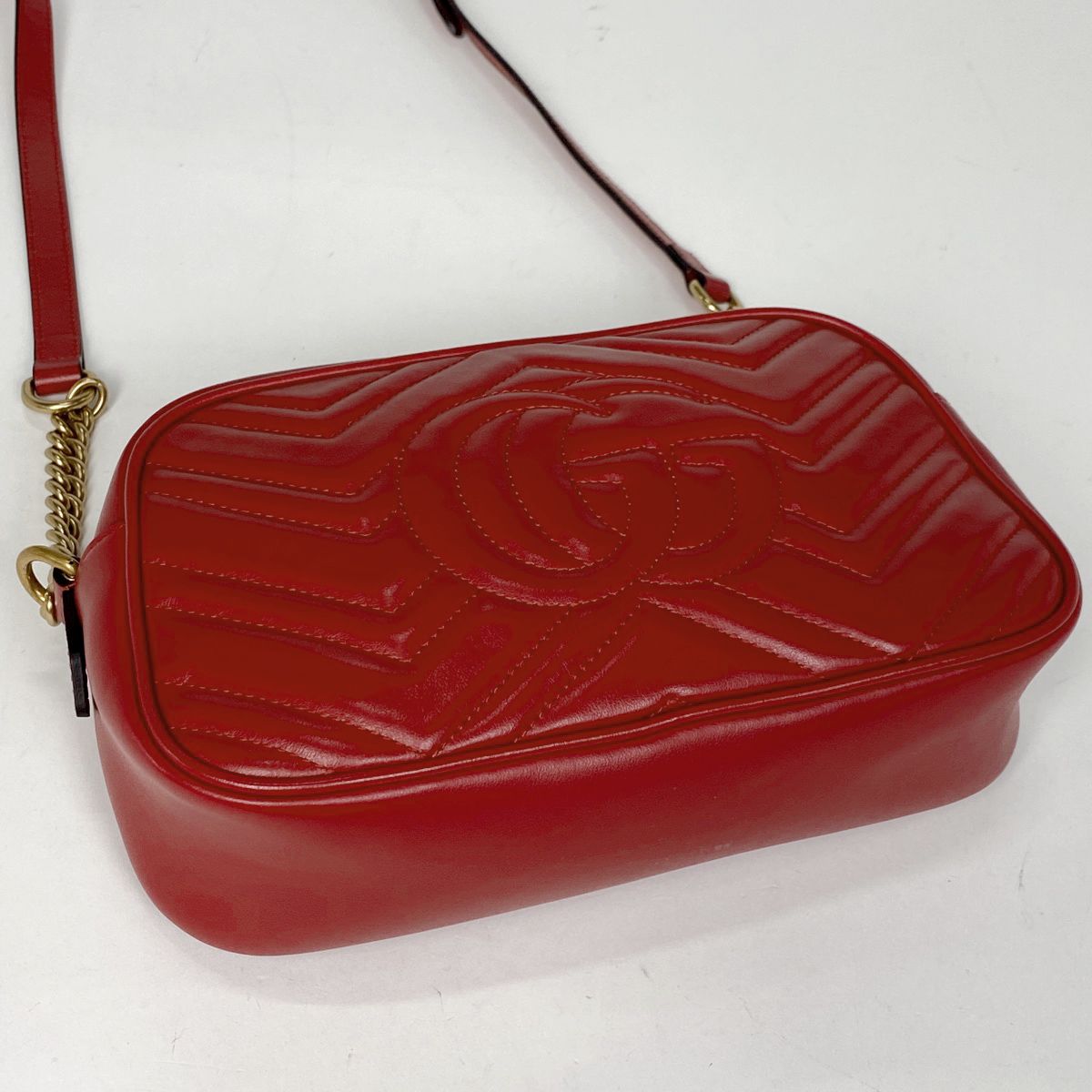 GUCCI ダブルG GGマーモント チェーンショルダーバッグ レザー