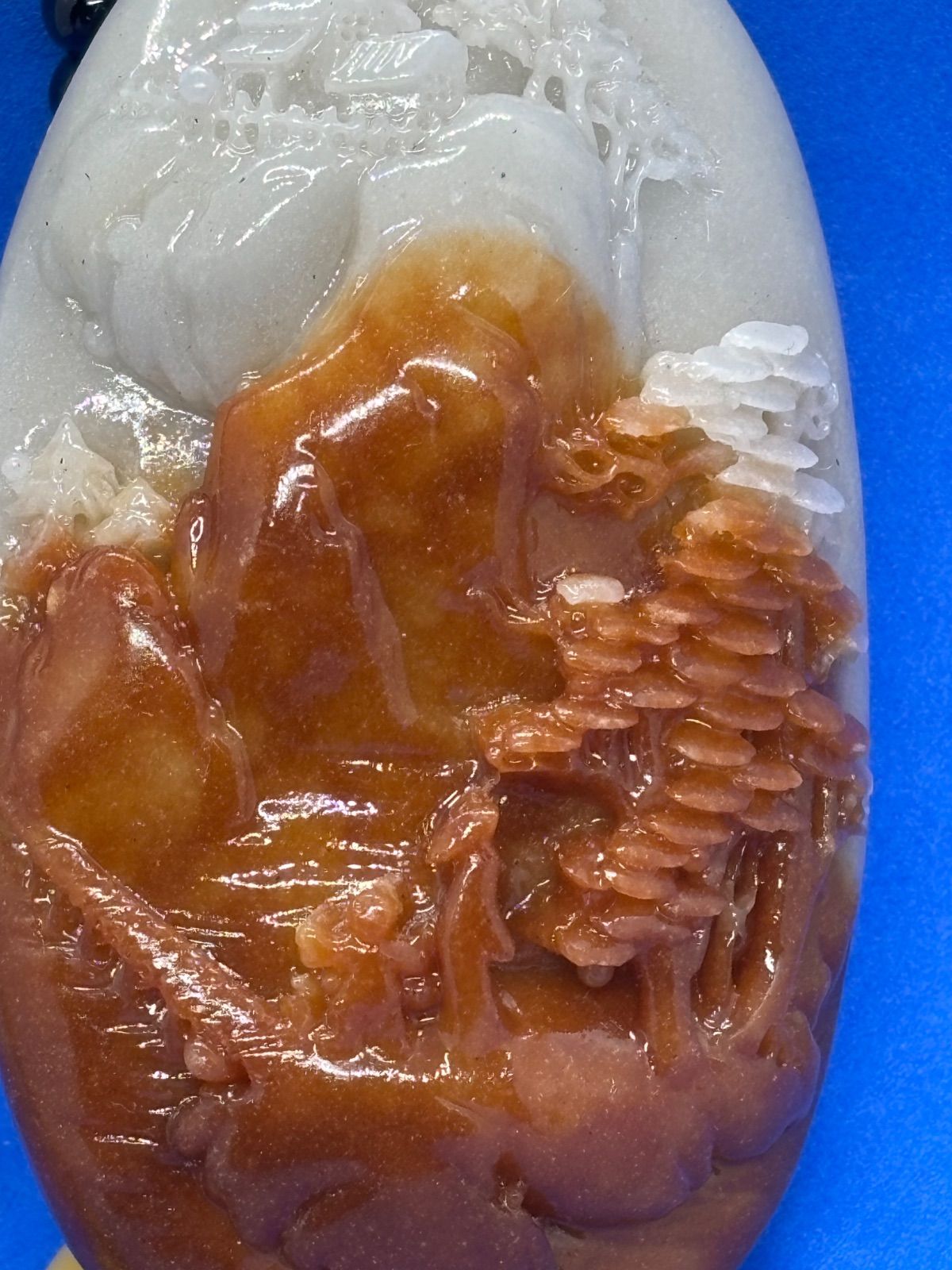 美 和田玉 糖料 精雕山水 手把件5340-1 6