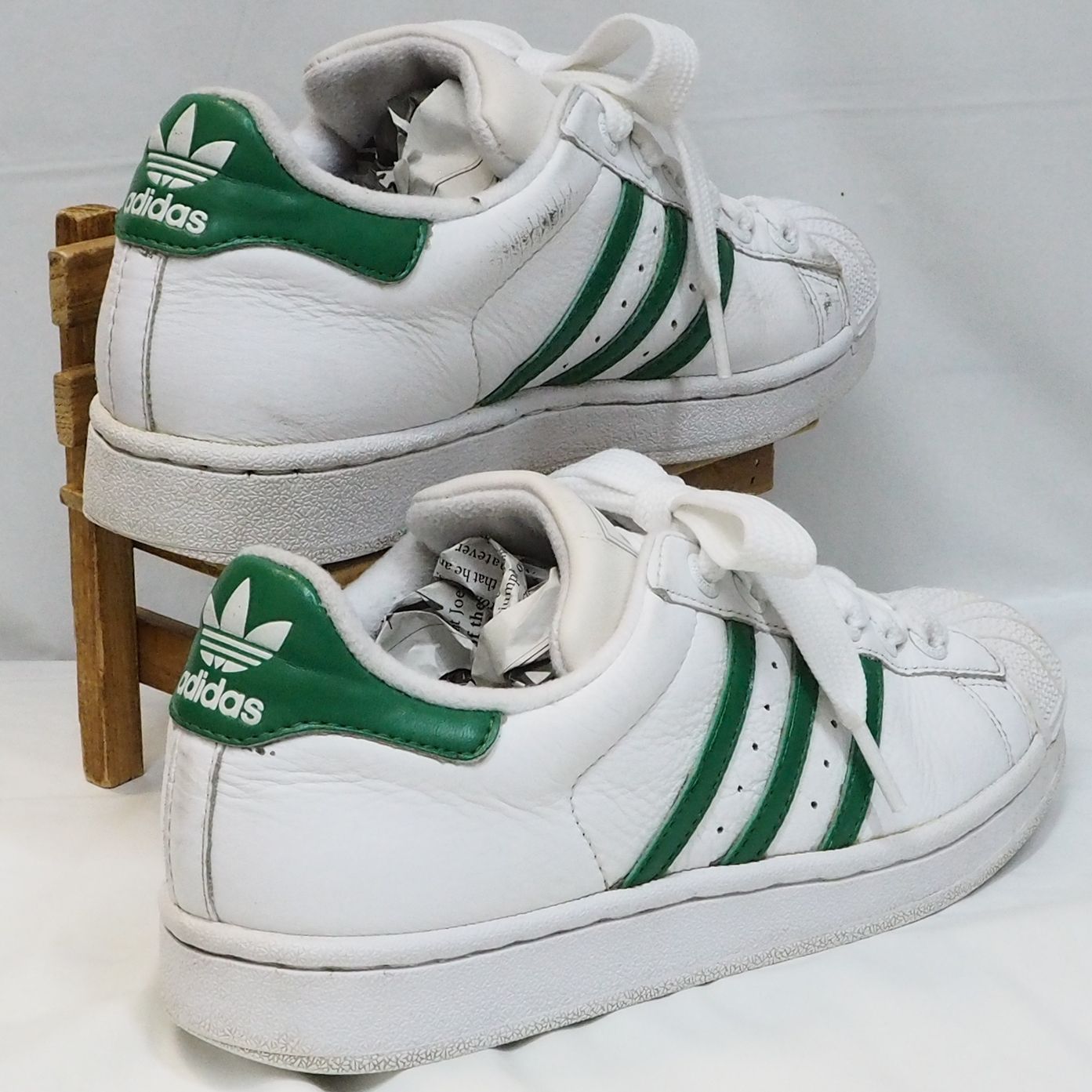 adidas originalsスーパースター白ホワイト/緑/グリーン 23cm - 古着 ...