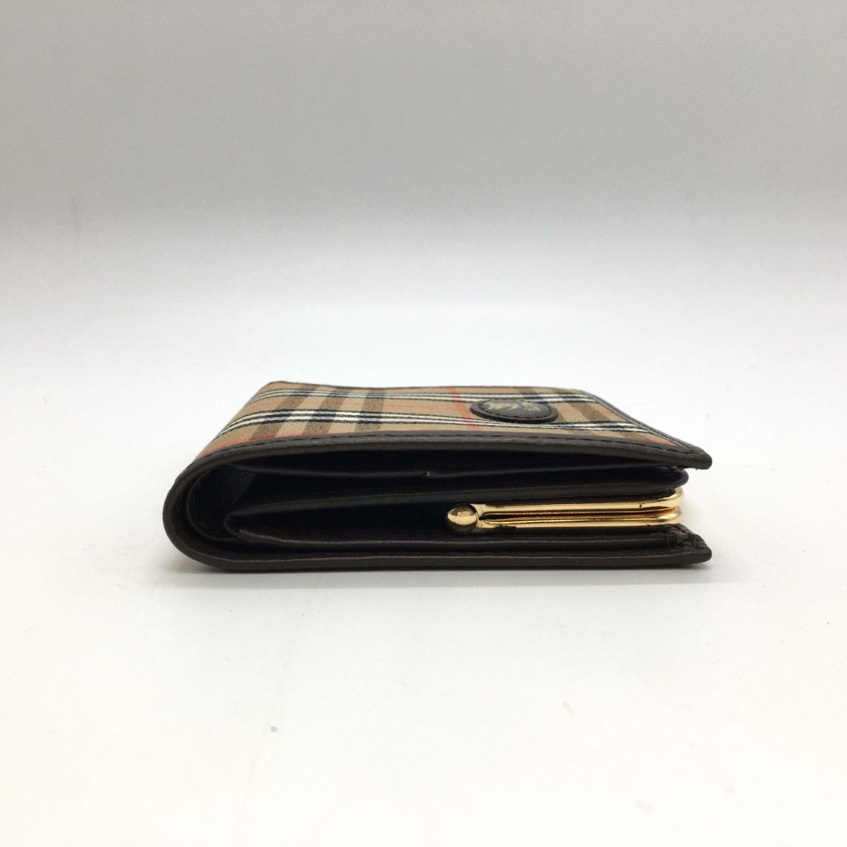 バーバリー 二つ折り財布 がま口 ノバチェック シャドーホース ◎◎Burberrys バーバリーズ ノバチェック シャドーホース