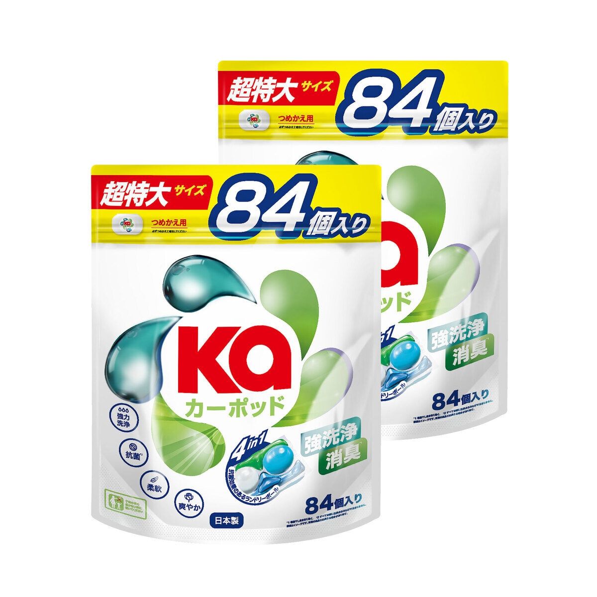Ka カーポッド ボール型 衣料用洗濯洗剤 84個入り x 2パック ct70959