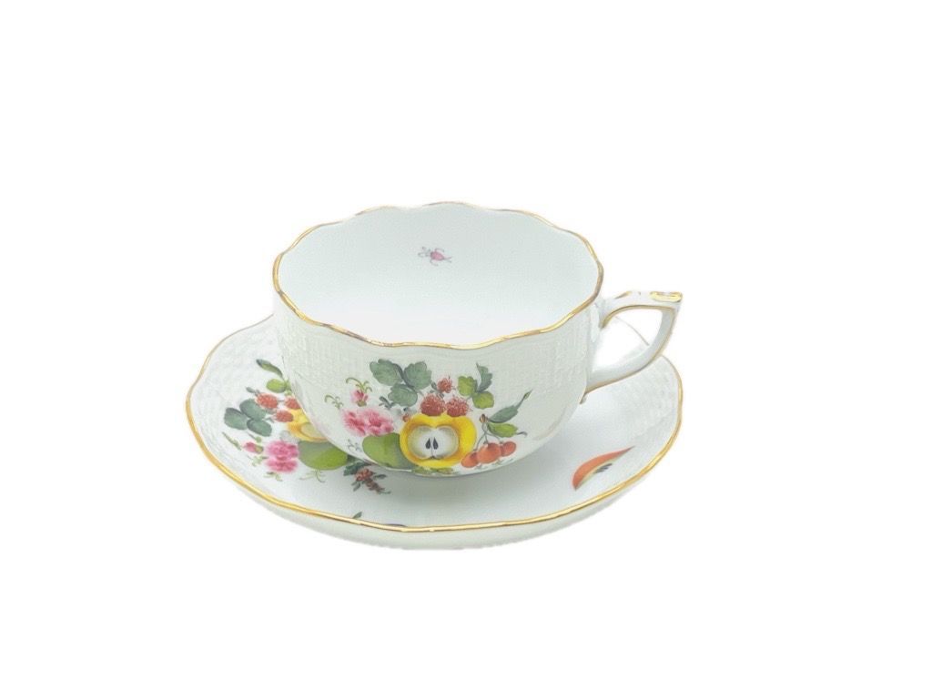 ▽Herend ヘレンド カップ&ソーサー フルーツ＆フラワーバスケット