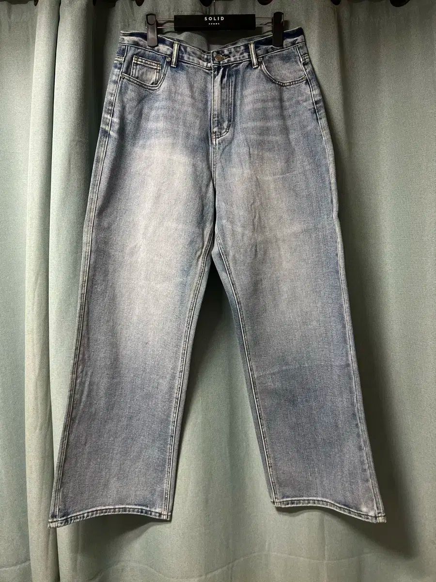 XL DNSR シグネチャー ワイド デニム パンツ 手 ブラッシュ 青