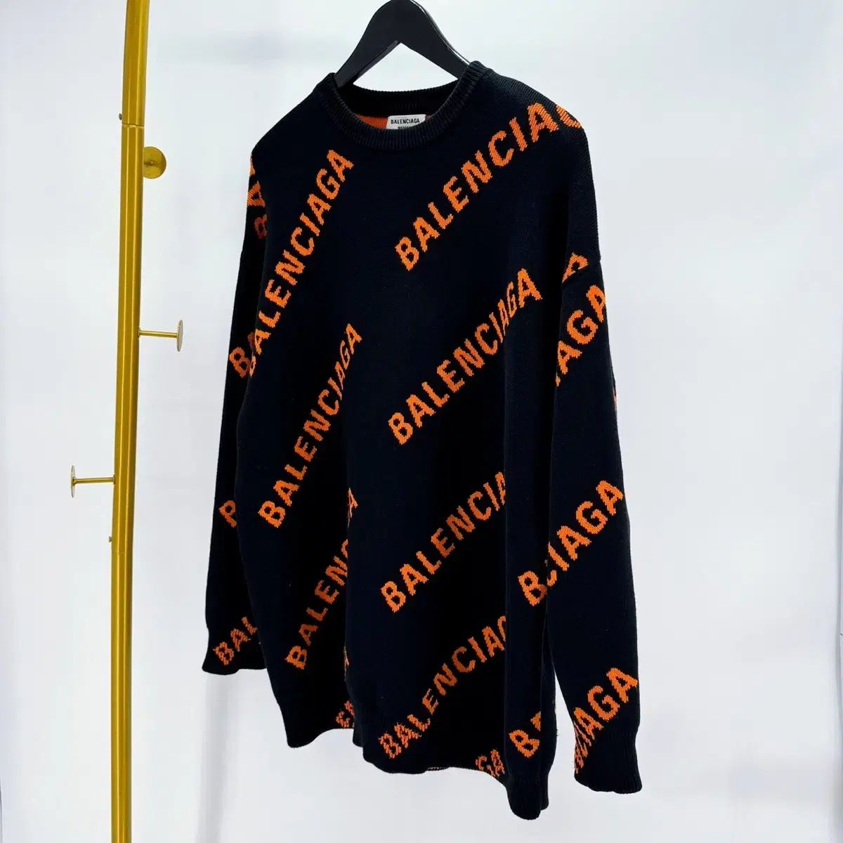 XS サイズ BALENCIAGA バレンシアガ マルチロゴ オーバーサイズ ニット 黒