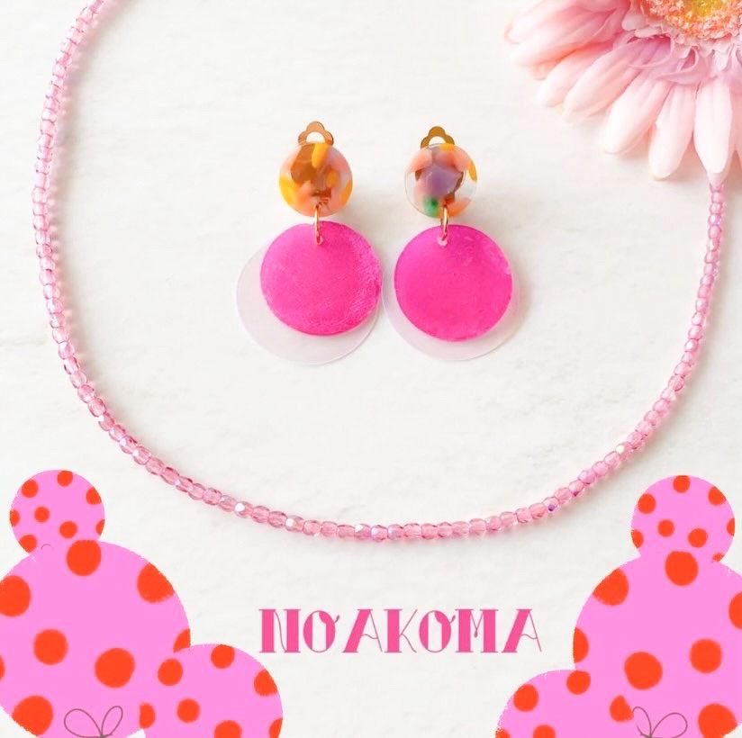 noakoma teens ＊ summer - pink イヤリング + ネックレス
