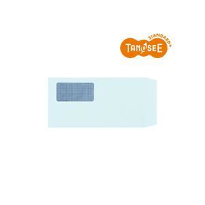 TANOSEE 窓付封筒 裏地紋付 ワンタッチテープ付 長3 80g|m2 ブルー 業務用パック 1箱 1000枚