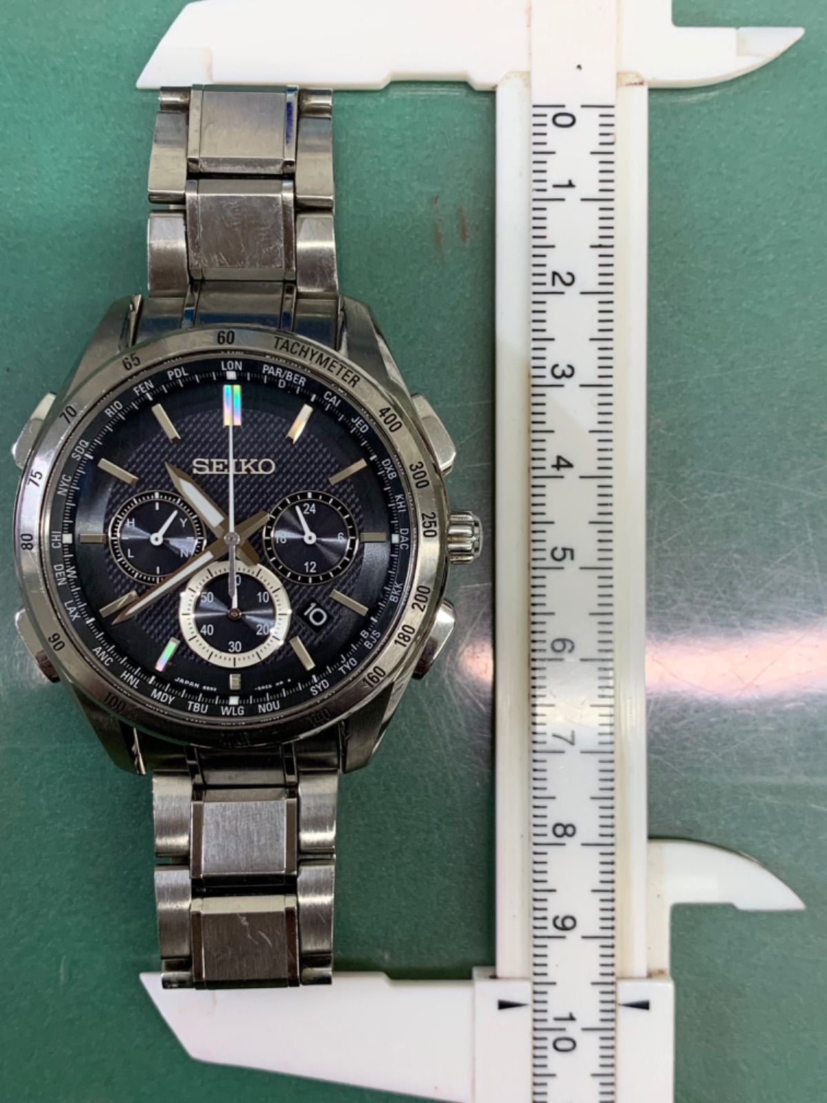 セイコー ブライツ 8B92-0AB0 電波ソーラー SS ブルー文字盤 腕時計