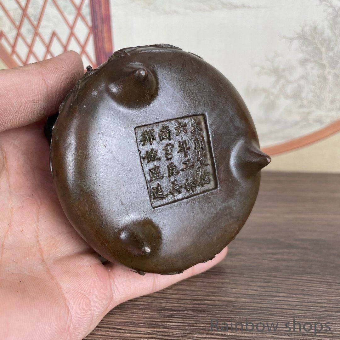 銅細工 香炉 招財進宝 薫香炉 置物 香道具 装飾品 工芸品 美術品 銅 細工 如意金蟾香薫炉 招財進宝香炉 茶道具 香道具 装飾品