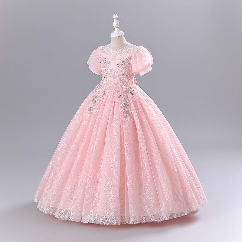 子供 ドレス ピアノ発表会 女の子 ワンピース 小学生 中学生 キッズ パーティードレス プリンセス 花嫁 半袖 キッズドレス ロング ピアノ 発表会