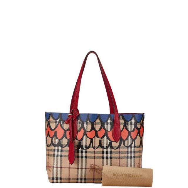 中古 バーバリー ノバチェック リバーシブル トートバッグ PVC レザー