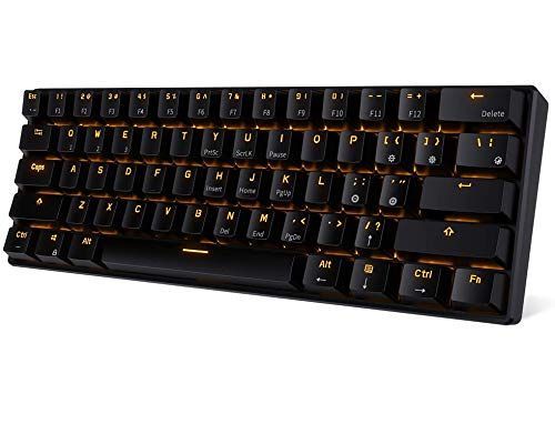 WENRUI メカニカルキーボード 機械式 ゲーミングキーボード 61キー Bluetooth 無線 USB 有線 青軸 防水 充電式 LEDバックライト オフィス/ゲーミング用 英語配列 日本語取扱説明書 (青軸, 黒色)