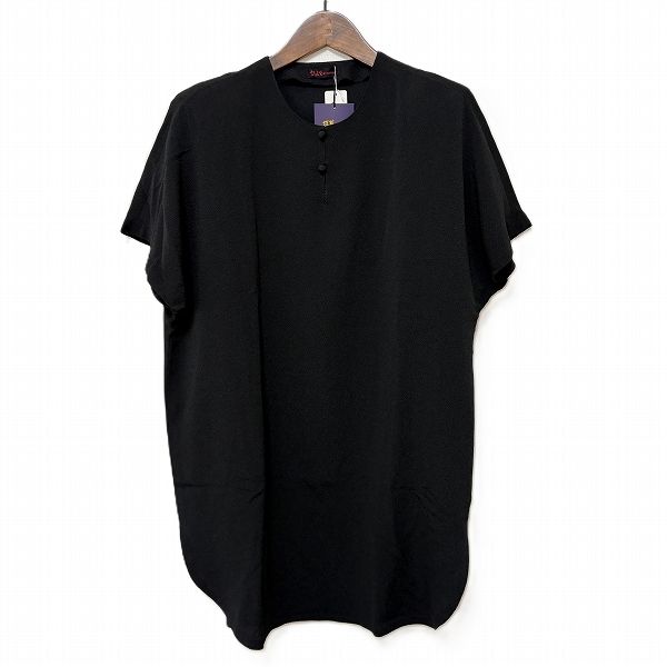 snc シセンドウ 詩仙堂 チュニック 黒 半袖 ドルマン ちりめん 丸首 バックプリント レディース 968574