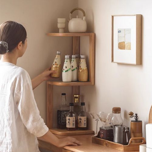 Amazon｜コーナーシェルフ 木製 コーナーラック おしゃれ 三角