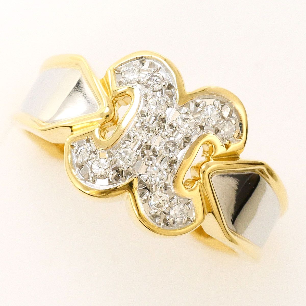 リング 指輪 PT900 プラチナ K18YG 12号 ダイヤ 0.16ct 鑑別書 総重量約6.5g