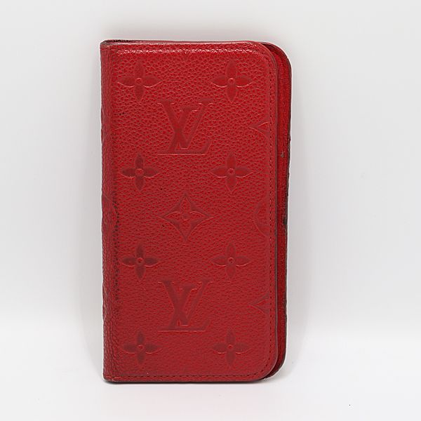ルイヴィトン スマホケース レッド レザー iPhoneケース