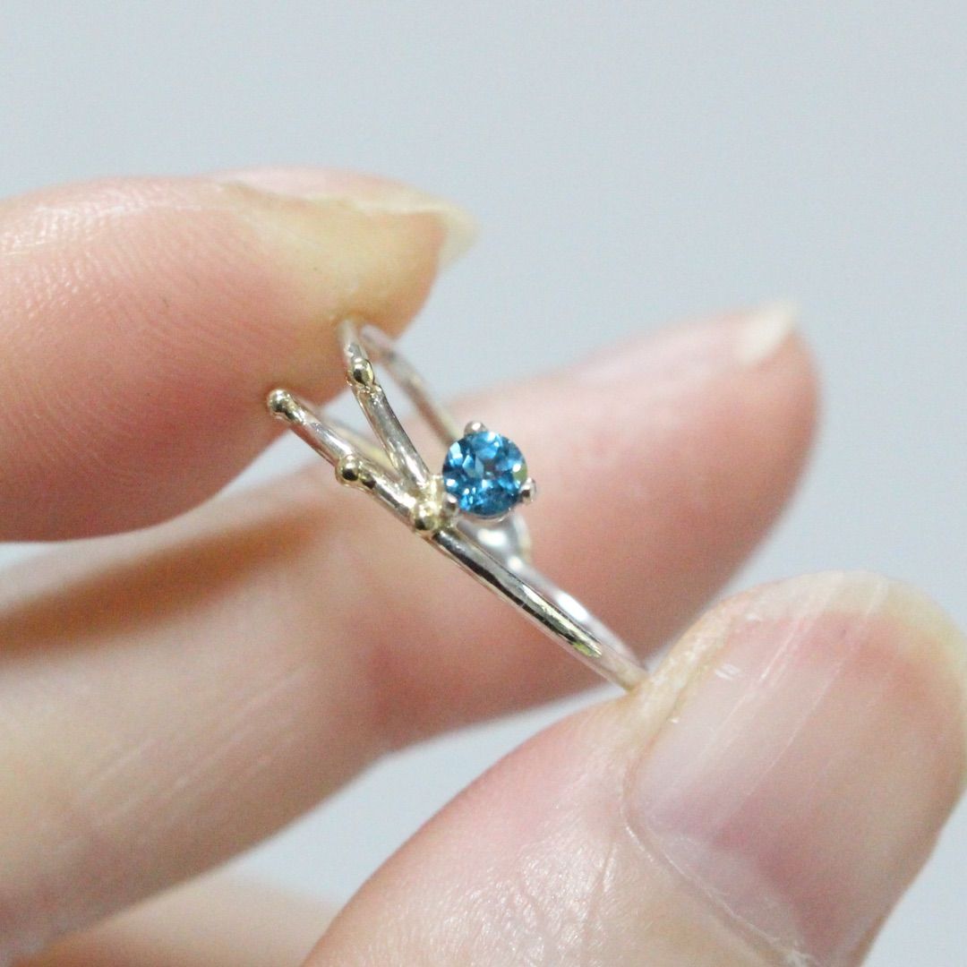 鮮やか美しいロンドンブルートパーズのK10粒々3way細身デザイン