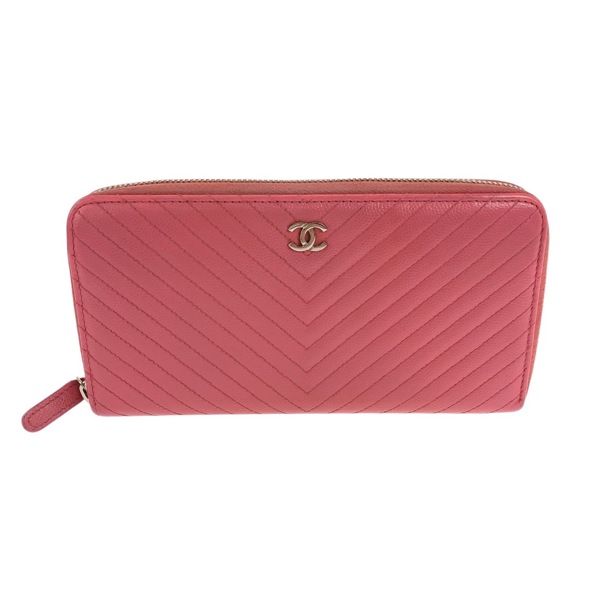 保証書付】 ピンク 長財布 美品】サンローラン YSL V キャビア