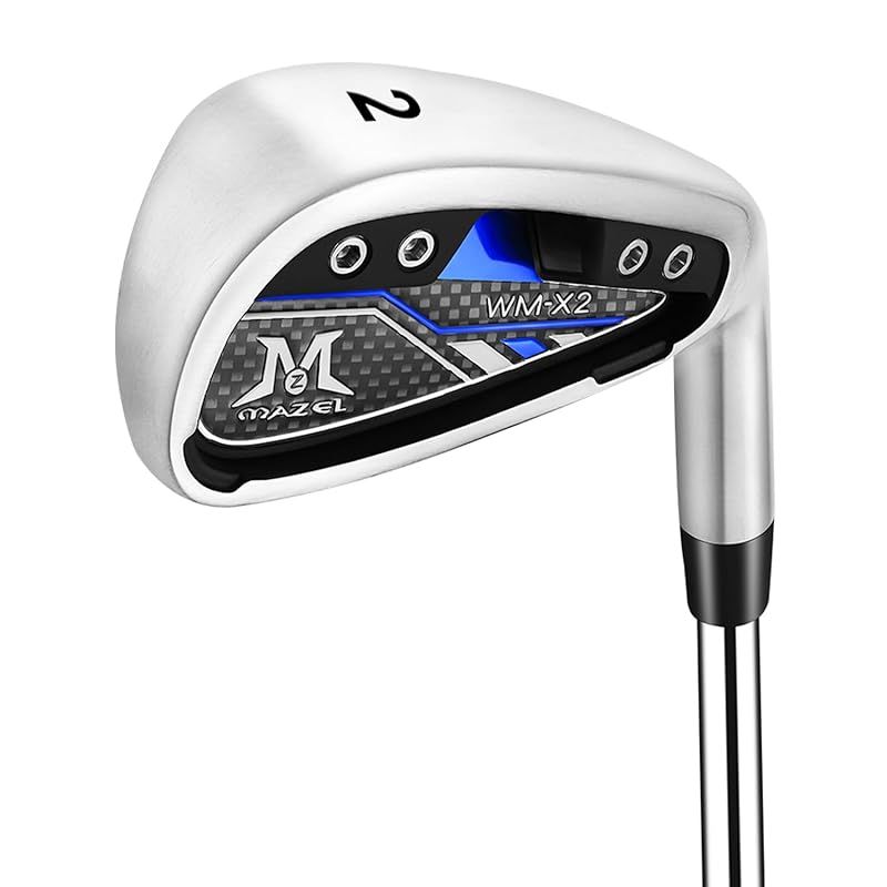 MAZEL (マゼル) WM-X1/2 ゴルフ クラブ アイアン スチールシャフト 単品(番手:1，2，3，4，5，6，7，8，9，AW，PW，SW) メンズ 右用/左用 フレックス:S バッグなし・クラブのみ (青（2024年モデル），単