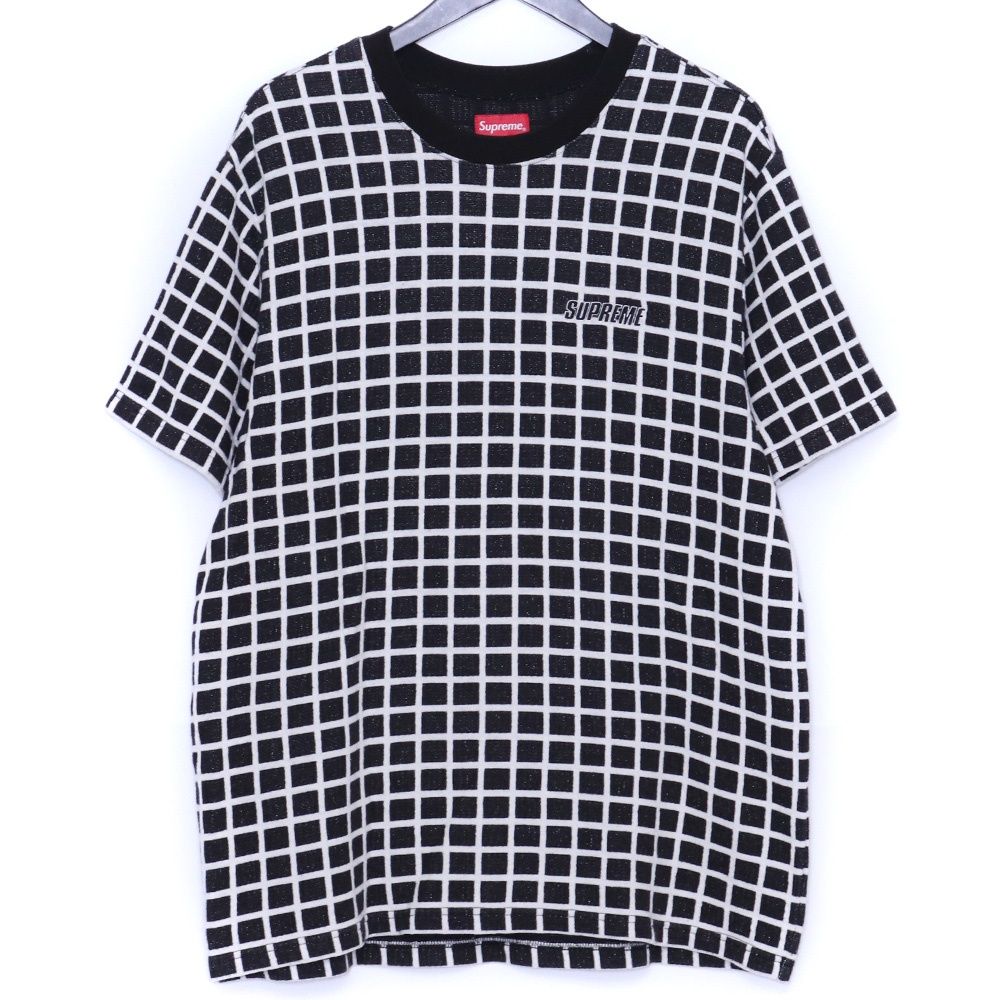 SUPREME Grid Jacquard S/S Top Lサイズ ブラック - メルカリ