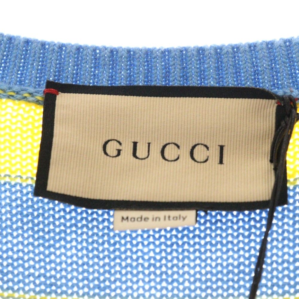 【美品】グッチ　GUCCI ノースリーブ　トップス　ワンピース　現行タグ GUCCI - GUCCI グッチ 23AW アニマル 刺繍 マキシ丈 ボーダー