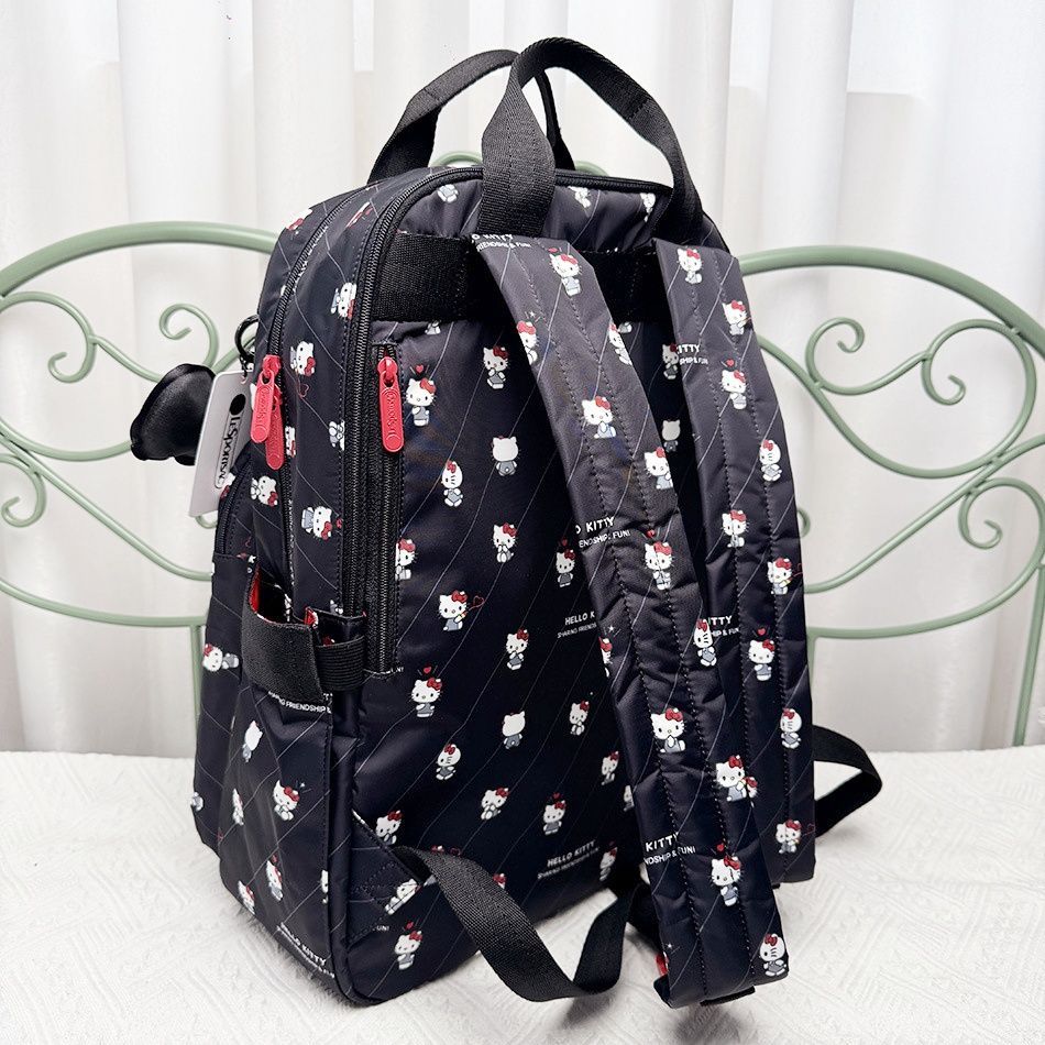 レスポートサック ハローキティ リボン結び ブラック バックパック リュック レスポートサック ハローキティ ブラック リュック リボン結び 50周年