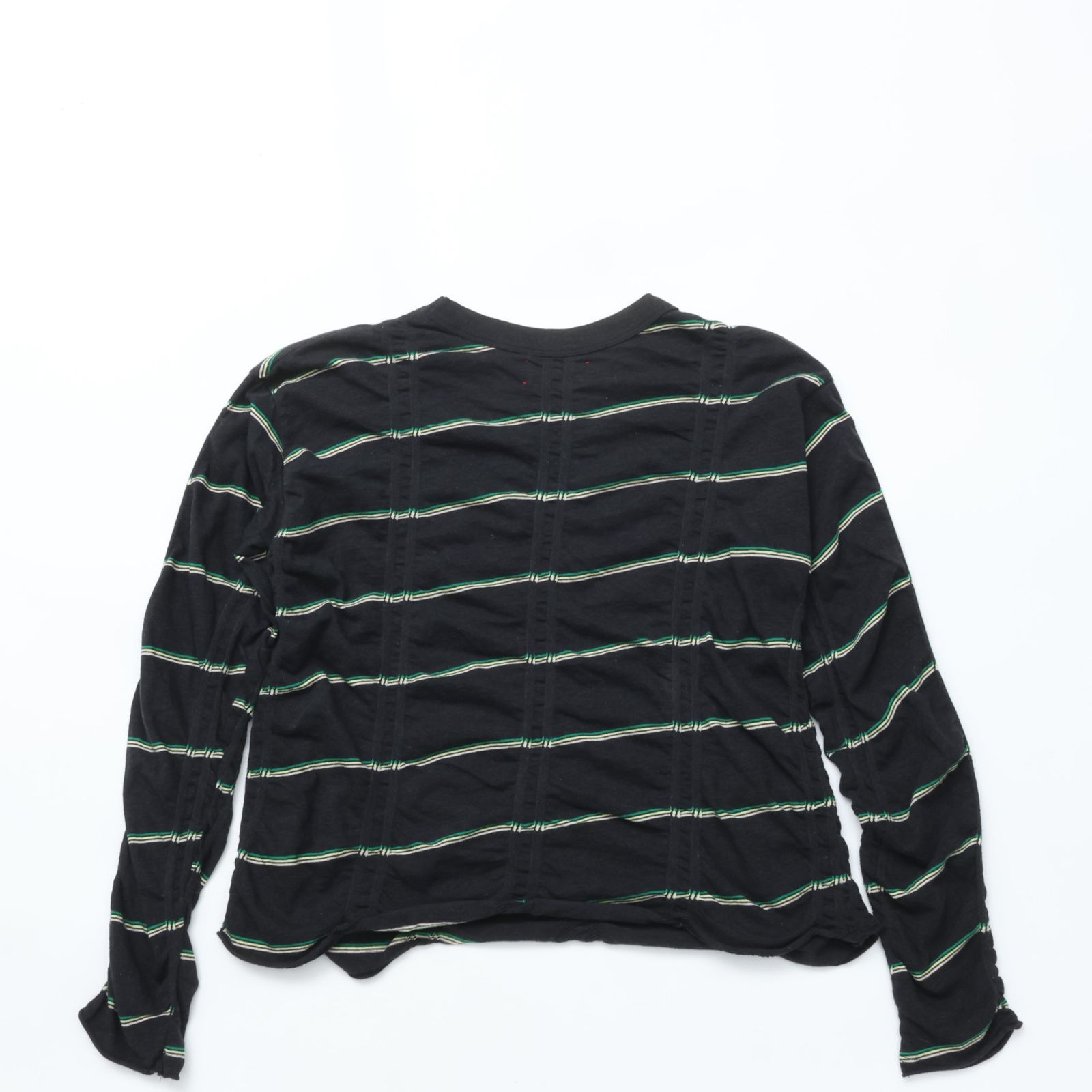 MEYAME メヤメ TUCKED JACQUARD BORDER PULLOVER BLACK タック