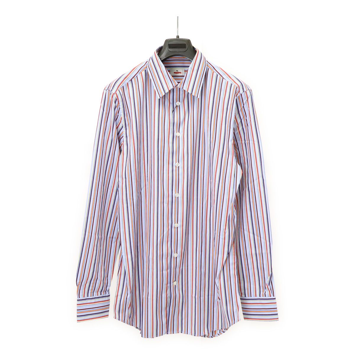 ETRO エトロ Yシャツ ワイシャツ 長袖シャツ ストライプ コットン 綿 ライトブルー 水色 マルチカラー 40 アウトレット品