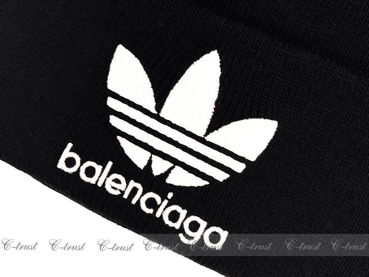 BALENCIAGA × ADIDAS バレンシアガ アディダス コラボ ニット帽 ロゴ ビーニー イタリア製 ☆ 1077 ブラック  J406(2).. - メルカリ