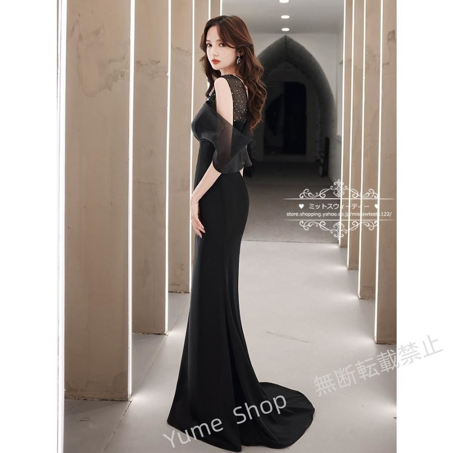 ドレス マーメイドドレス ブラック 黒 ウェディングドレス ウエディングドレス パーティードレス ロングドレス 発表会 演奏会 結婚式 二次会 花嫁 前撮り nhdw153 MAAHADDERANG_COM