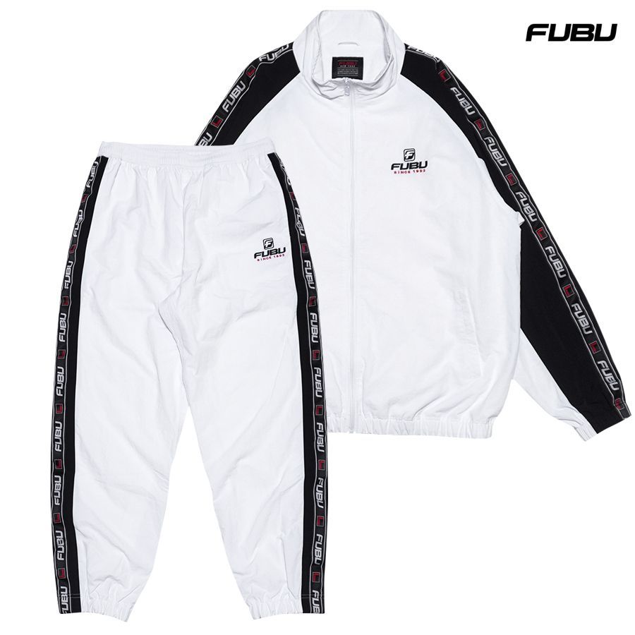 専用　FUBU セットアップ 黒/白　トラックジャケット　新品 FUBU TRACK SETUP【WHITE】(フブ セットアップ ナイロン