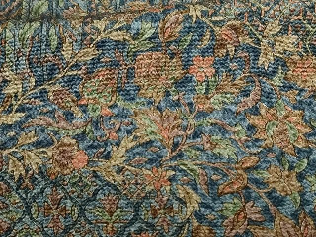 平和屋着物◎つけ帯 手描き 更紗花文 鬼しぼ縮緬 正絹 逸品 未使用