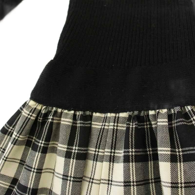 ルネ Rene ニット切替 ワンピース 6242370 ひざ丈 チェック柄 34
