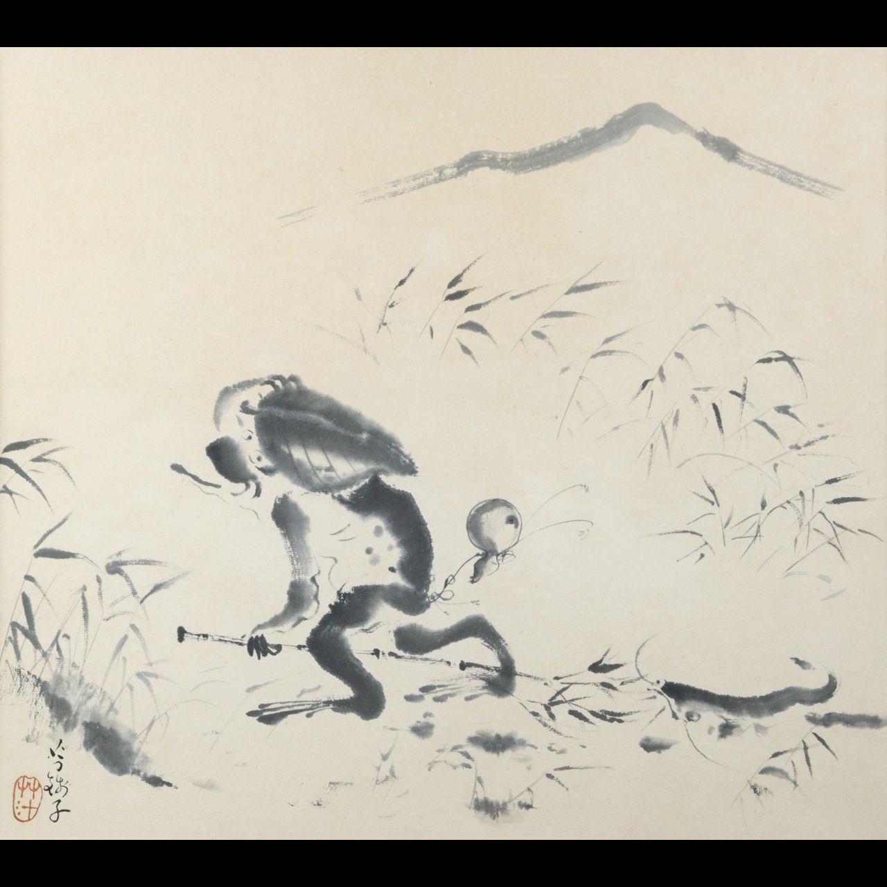 真作】小川芋銭 「橋のある風景」 東京美術倶楽部鑑定付 パステル約6号