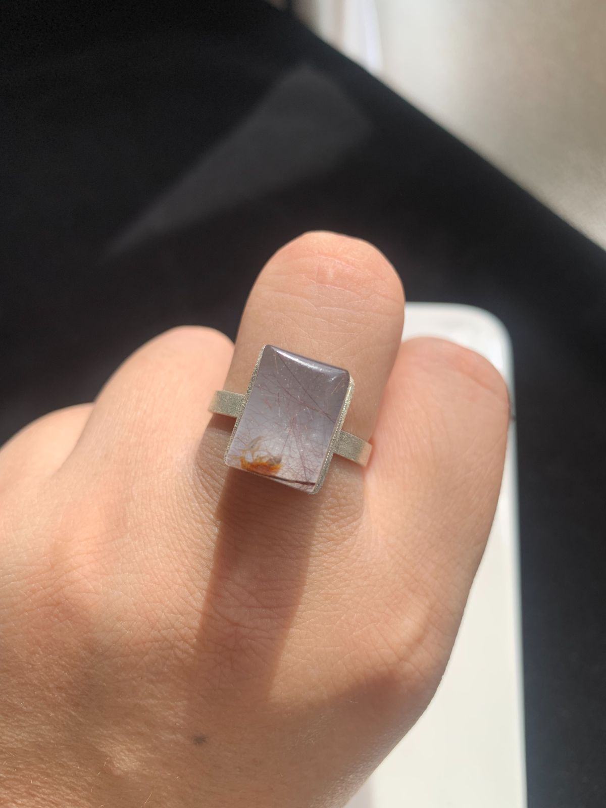 セレスタイト×ルチルクォーツ ダブレット ストーン リング シルバー 51 セレスタイト×ルチルクォーツ ダブレット ストーン リング シルバー 51